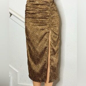 Zara Gold Textured Pencil Skirt